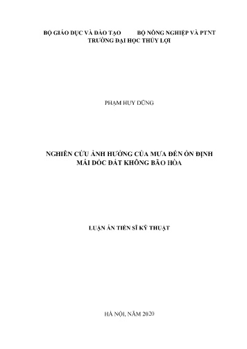 Luận án Nghiên cứu ảnh hưởng của mưa đến ổn định mái dốc đất không bão hòa