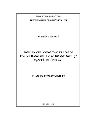 Luận án Nghiên cứu công tác trao đổi toa xe hàng giữa các doanh nghiệp vận tải đường sắt