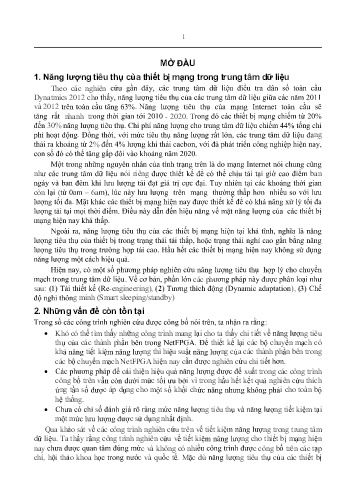 Luận án Nghiên cứu giải pháp tiết kiệm năng lượng trong thiết kế chuyển mạch sử dụng ở trung tâm dữ liệu