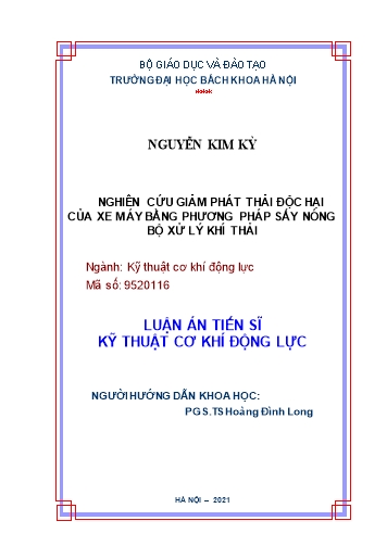 Luận án Nghiên cứu giảm phát thải độc hại của xe máy bằng phương pháp sấy nóng bộ xử lý khí thải