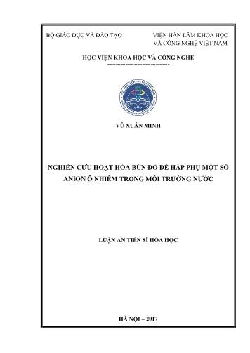 Luận án Nghiên cứu hoạt hóa bùn đỏ để hấp phụ một số anion ô nhiễm trong môi trường nước