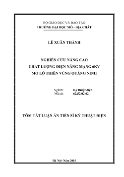 Luận án Nghiên cứu nâng cao chất lượng điện năng mạng 6KV mỏ lộ thiên vùng Quảng Ninh