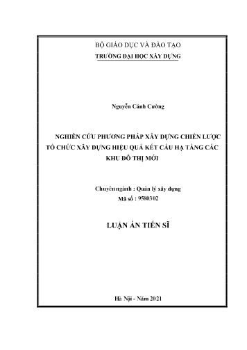 Luận án Nghiên cứu phương pháp xây dựng chiến lược tổ chức xây dựng hiệu quả kết cấu hạ tầng các khu đô thị mới