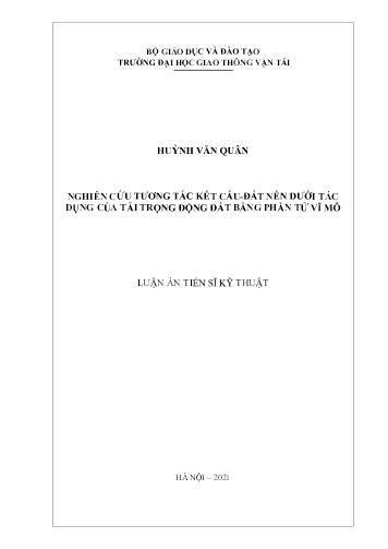 Luận án Nghiên cứu tương tác kết cấu-đất nền dưới tác dụng của tải trọng động đất bằng phần tử vĩ mô