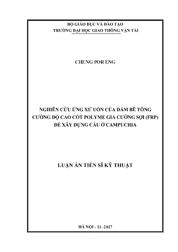 Luận án Nghiên cứu ứng xử uốn của dầm bê tông cường độ cao cốt polyme gia cường sợi (FRP) để xây dựng cầu ở Campuchia