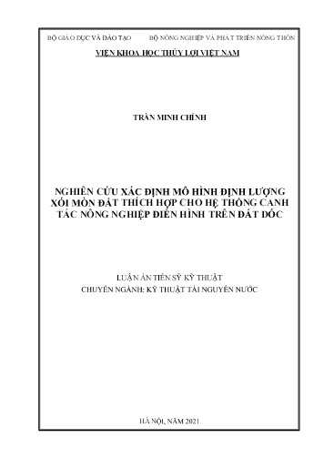 Luận án Nghiên cứu xác định mô hình định lượng xói mòn đất thích hợp cho hệ thống canh tác nông nghiệp điển hình trên đất dốc