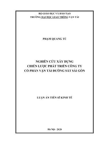 Luận án Nghiên cứu xây dựng chiến lược phát triển công ty cổ phần vận tải đường sắt Sài Gòn