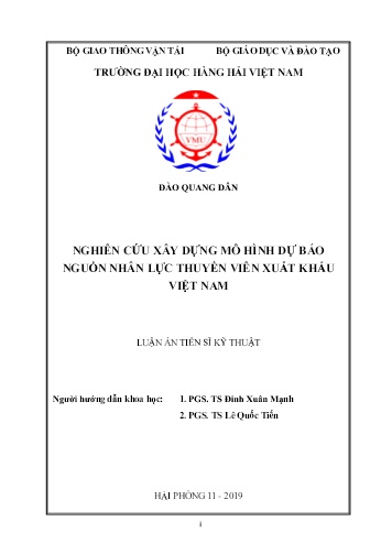 Luận án Nghiên cứu xây dựng mô hình dự báo nguồn nhân lực thuyền viên xuất khẩu Việt Nam