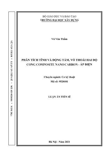 Luận án Phân tích tĩnh và động tấm, vỏ thoải hai độ cong Composite nano carbon - áp điện