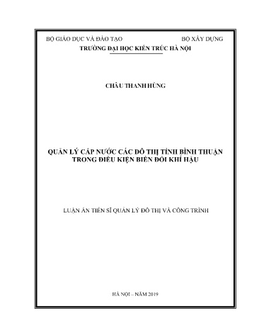 Luận án Quản lý cấp nước các đô thị tỉnh Bình Thuận trong điều kiện biến đổi khí hậu