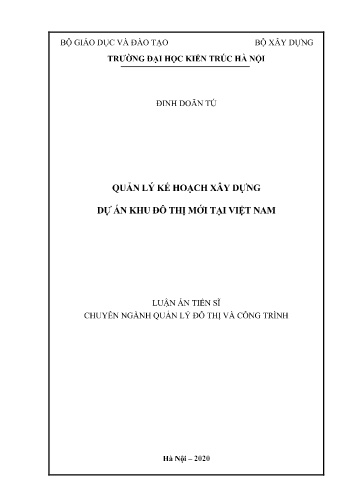 Luận án Quản lý kế hoạch xây dựng dự án khu đô thị mới tại Việt Nam