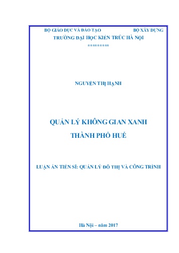 Luận án Quản lý không gian xanh thành phố Huế