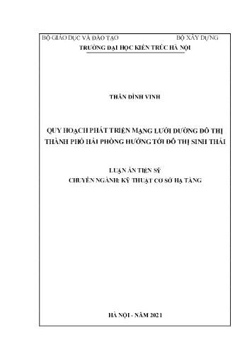 Luận án Quy hoạch phát triển mạng lưới đường đô thị Thành phố Hải Phòng hướng tới đô thị sinh thái