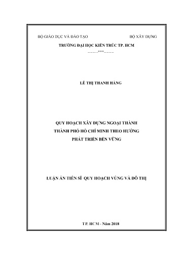 Luận án Quy hoạch xây dựng ngoại thành Thành phố Hồ Chí Minh theo hướng phát triển bền vững