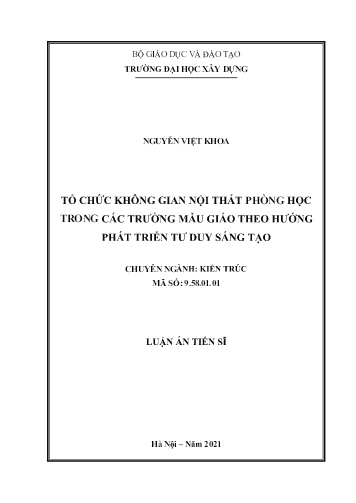 Luận án Tổ chức không gian nội thất phòng học trong các trường mẫu giáo theo hướng phát triển tư duy sáng tạo