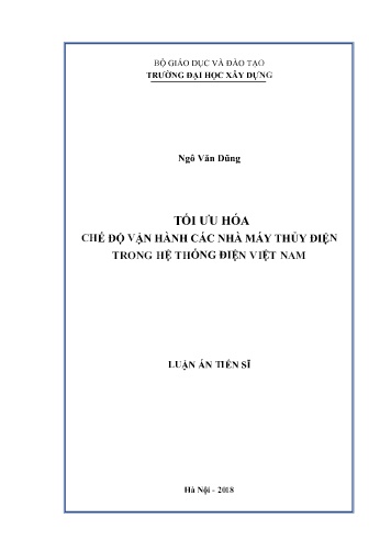 Luận án Tối ưu hóa chế độ vận hành các nhà máy thủy điện trong hệ thống điện Việt Nam