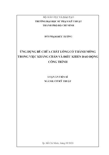 Luận án Ứng dụng bể chứa chất lỏng có thành mỏng trong việc kháng chấn và điều khiển dao động công trình