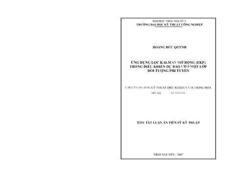 Luận án Ứng dụng lọc kalman mở rộng (EKF) trong điều khiển dự báo cho một lớp đối tượng phi tuyến