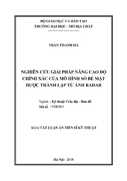 Tóm tắt Luận án Nghiên cứu giải pháp nâng cao độ chính xác của mô hình số bề mặt được thành lập từ ảnh radar