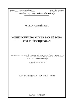 Tóm tắt Luận án Nghiên cứu ứng xử của bản bê tông cốt thép chịu xoắn