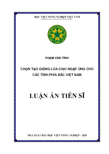 Luận án Chọn tạo giống lúa chịu ngập úng cho các tỉnh phía Bắc Việt Nam Luận án Chọn tạo giống lúa chịu ngập úng cho các tỉnh phía Bắc Việt Nam