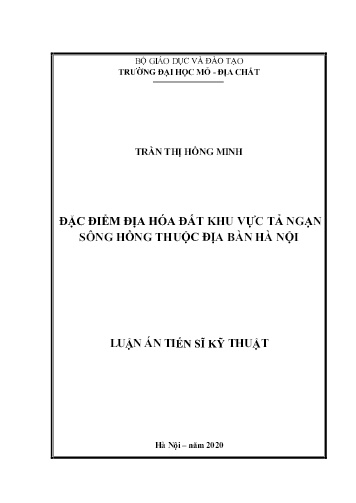 Luận án Đặc điểm địa hóa đất khu vực tả ngạn sông Hồng thuộc địa bàn Hà Nội