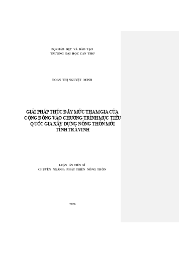 Luận án Giải pháp thúc đẩy mức tham gia của cộng đồng vào chương trình mục tiêu quốc gia xây dựng nông thôn mới tỉnh Trà Vinh