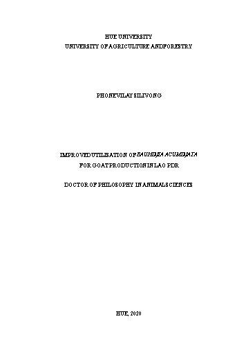 Luận án Improved utilisation of bauhinia acuminata for goat production in Lao PDR
