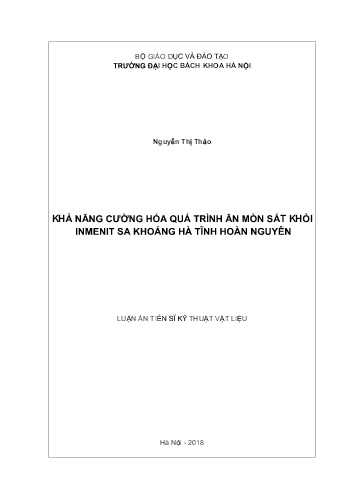 Luận án Khả năng cường hóa quá trình ăn mòn sắt khỏi inmenit sa khoáng Hà Tĩnh hoàn nguyên
