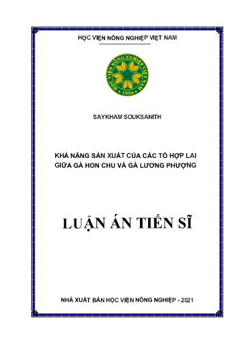 Luận án Khả năng sản xuất của các tổ hợp lai giữa gà Hon Chu và gà Lương Phượng