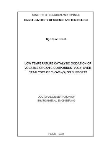 Luận án Low temperature catalytic oxidation of volatile organic compounds (vocs) over catalysts of CuO-Co₃O₄ on supports