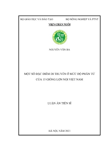 Luận án Một số đặc điểm di truyền ở mức độ phân tử của 15 giống lợn nội Việt Nam