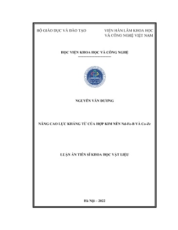 Luận án Nâng cao lực kháng từ của hợp kim nền Nd-Fe-B VÀ Co-Zr Luận án Nâng cao lực kháng từ của hợp kim nền Nd-Fe-B VÀ Co-Zr