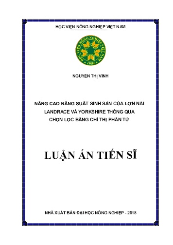 Luận án Nâng cao năng suất sinh sản của lợn nái Landrace và Yorkshire thông qua chọn lọc bằng chỉ thị phân tử Luận án Nâng cao năng suất sinh sản của lợn nái Landrace và Yorkshire thông qua chọn lọc bằng chỉ thị phân tử