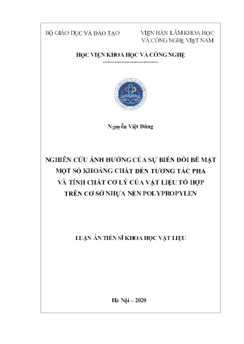 Luận án Nghiên cứu ảnh hưởng của sự biến đổi bề mặt một số khoáng chất đến tương tác pha và tính chất cơ lý của vật liệu tổ hợp trên cơ sở nhựa nền polypropylen