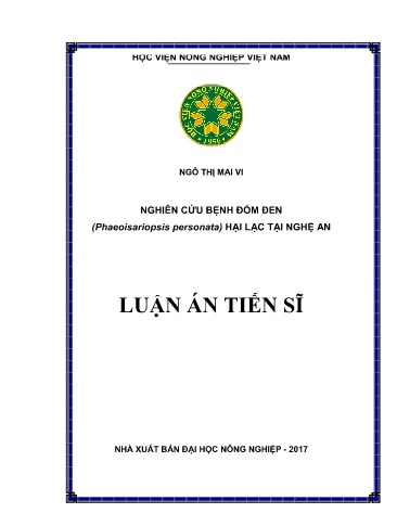 Luận án Nghiên cứu bệnh đốm đen (Phaeoisariopsis personata) hại lạc tại Nghệ An