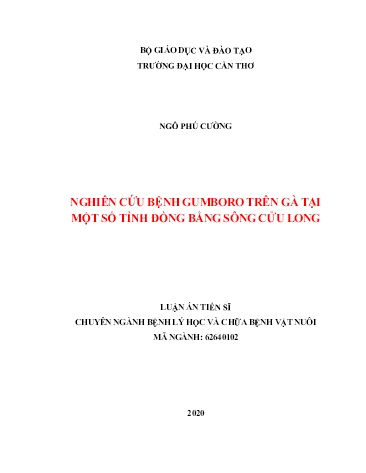 Luận án Nghiên cứu bệnh Gumboro trên gà tại một số tỉnh đồng bằng sông Cửu Long