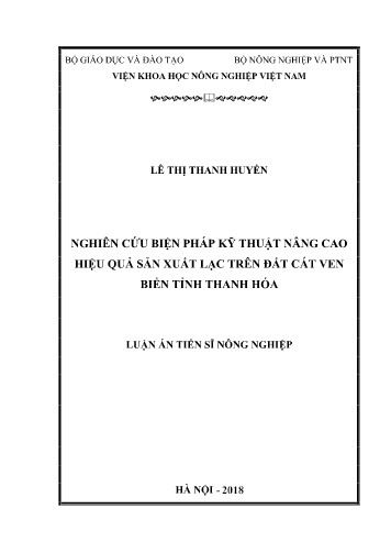 Luận án Nghiên cứu biện pháp kỹ thuật nâng cao hiệu quả sản xuất lạc trên đất cát ven biển tỉnh Thanh Hóa