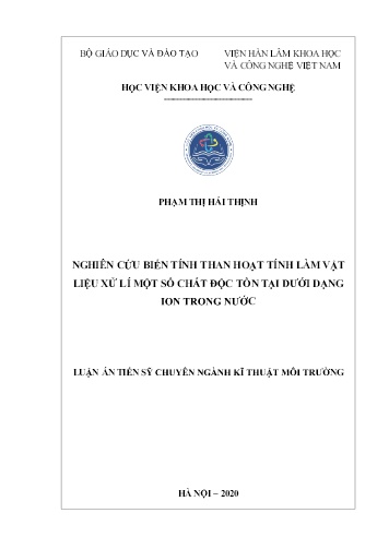 Luận án Nghiên cứu biến tính than hoạt tính làm vật liệu xử lí một số chất độc tồn tại dưới dạng ion trong nước