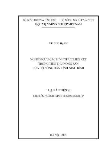 Luận án Nghiên cứu các hình thức liên kết trong tiêu thụ nông sản của hộ nông dân tỉnh Ninh Bình