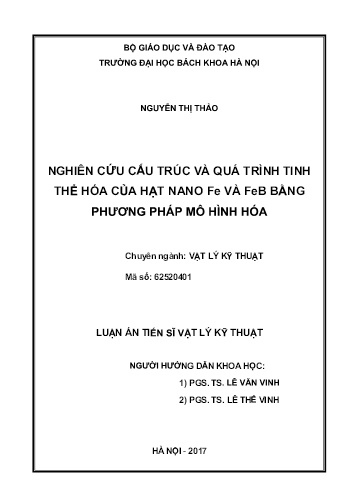Luận án Nghiên cứu cấu trúc và quá trình tinh thể hóa của hạt nano Fe và FeB bằng phương pháp mô hình hóa