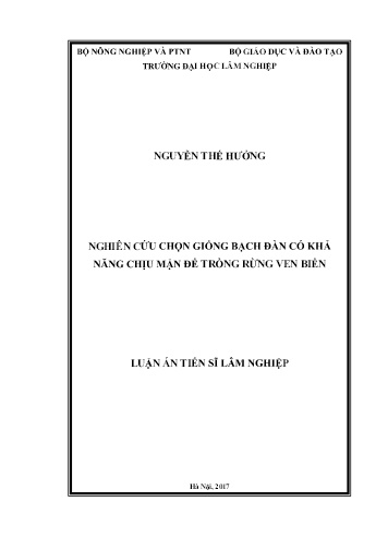 Luận án Nghiên cứu chọn giống bạch đàn có khả năng chịu mặn để trồng rừng ven biển