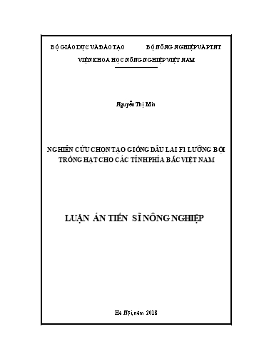 Luận án Nghiên cứu chọn tạo giống dâu lai F1 lưỡng bội trồng hạt cho các tỉnh phía Bắc Việt Nam