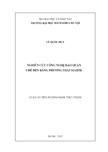 Luận án Nghiên cứu công nghệ bảo quản chè đen bằng phương pháp MAHPD
