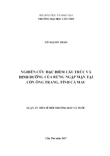 Luận án Nghiên cứu đặc điểm cấu trúc và dinh dưỡng của rừng ngập mặn tại cồn Ông Trang, tỉnh Cà Mau Luận án Nghiên cứu đặc điểm cấu trúc và dinh dưỡng của rừng ngập mặn tại cồn Ông Trang, tỉnh Cà Mau