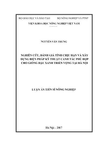 Luận án Nghiên cứu, đánh giá tính chịu hạn và xây dựng biện pháp kỹ thuật canh tác phù hợp cho giống đậu xanh triển vọng tại Hà Nội