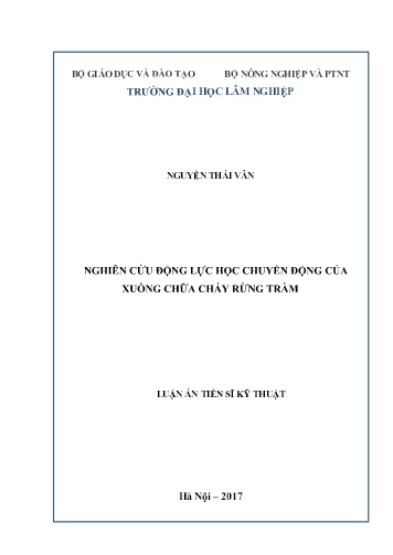 Luận án Nghiên cứu động lực học chuyển động của xuồng chữa cháy rừng tràm