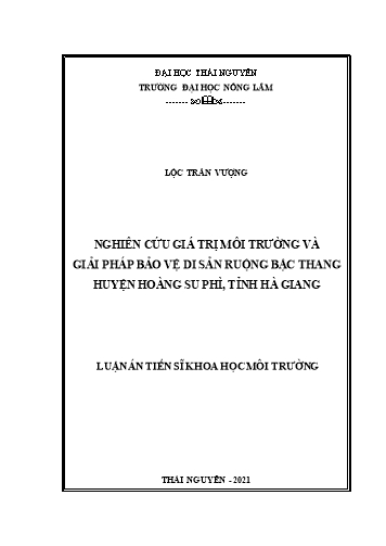 Luận án Nghiên cứu giá trị môi trường và giải pháp bảo vệ di sản ruộng bậc thang huyện Hoàng Su Phì, tỉnh Hà Giang