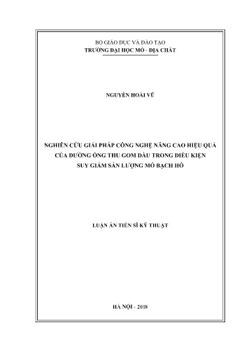 Luận án Nghiên cứu giải pháp công nghệ nâng cao hiệu quả của đường ống thu gom dầu trong điều kiện suy giảm sản lượng mỏ Bạch Hổ