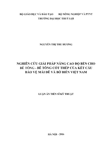 Luận án Nghiên cứu giải pháp nâng cao độ bền cho bê tông - bê tông cốt thép của kết cấu bảo vệ mái đê và bờ biển Việt Nam